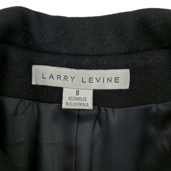 Larry Levine Pea Coat Womens 8 Black 100% Wool Double Breasted Dark Academia - Picture 8 of 12